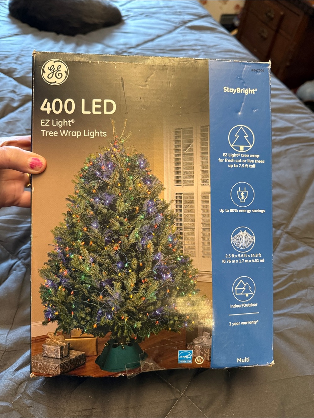 🎄 GE 400 LED EZ Light Tree Wrap Lights - Multi NEW